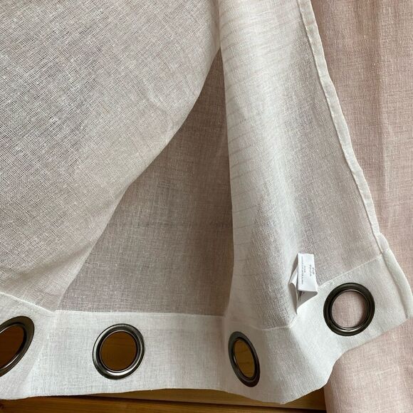 Lux Decor Dusty Pink Half Striped Solid Bottom Grommet Curtain Set - Picture 4 of 8